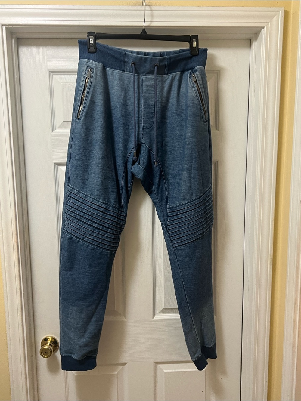 Jordan Craig Men's Indigo Blue Ribbed Knee Joggers